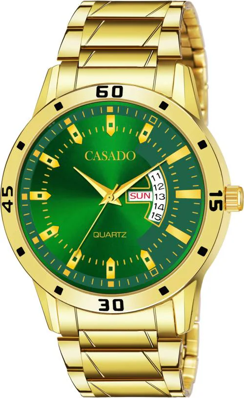 Casado Analog Green Dial Gold Strap Watch For Men (Csd-372-Green-Gold-Dd)