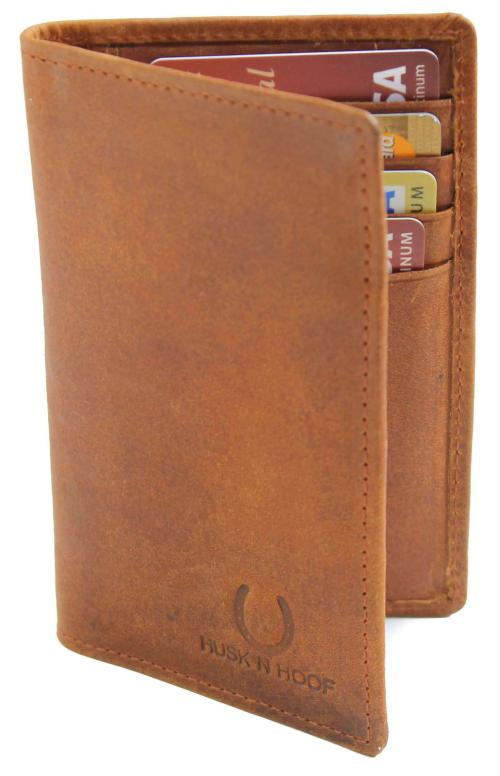 Husk N Hoof RFID Protected Leather Credit Card Holder Wallet for Men Women Hunter Brown