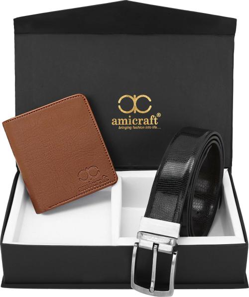 Amicraft Men Brown Wallet And Belt (Combo Of 2)