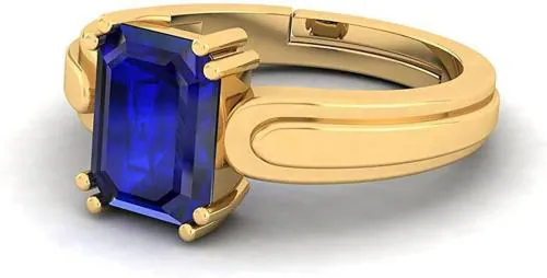 Chopra Gems & Jewellery Gold Plated Brass Blue Sapphire Neelam Ring (Men, Women, Girls and Boys) - Adjustable