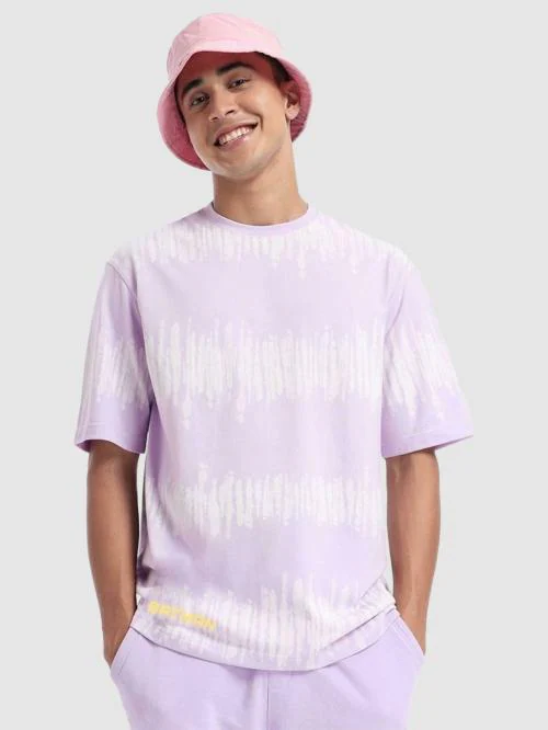 Official DC Comics merchandise X Bewakoof Men's Purple Graphic Print Round Neck Half Sleeve Oversized Fit T-Shirt