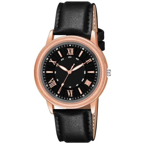 KIARVI GALLERY Analog Roman Dial Pack of 1 Designer Leather Strap Analog Watch for boys & men(Black-C)