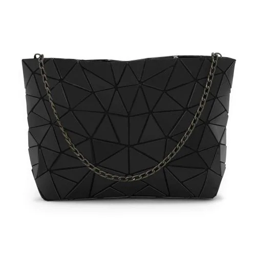 NUFA Black Geometric Holographic Women's Sling Bag | Sling Chain Bag | Stylish, Latest & Trendy bags for School, College and Office