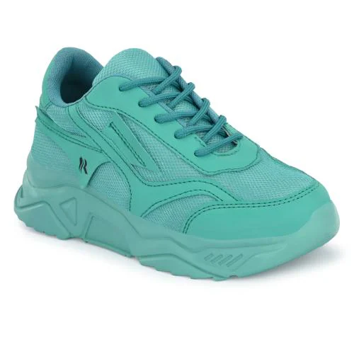 ROWLANS Women's Green Mesh Lace-up Lightweight Sports/ Gym/ Running Shoes