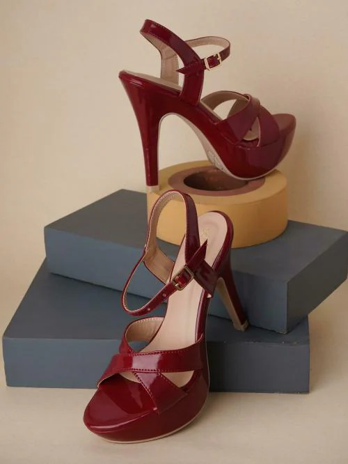 SCENTRA's Cherry Stiletto Pencil Heel Sandals with Buckles For Women