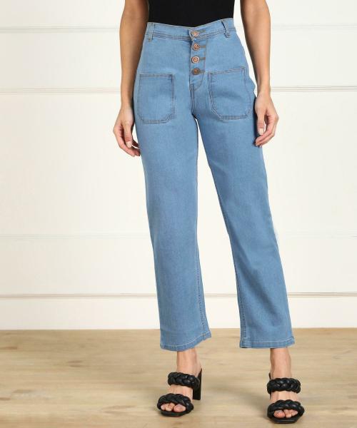 Nifty Women Light Blue Solid Denim Jeans