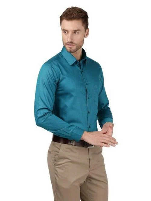Otto Peacock Green Plain Shirt Relax Fit Oliver_4 Size 36