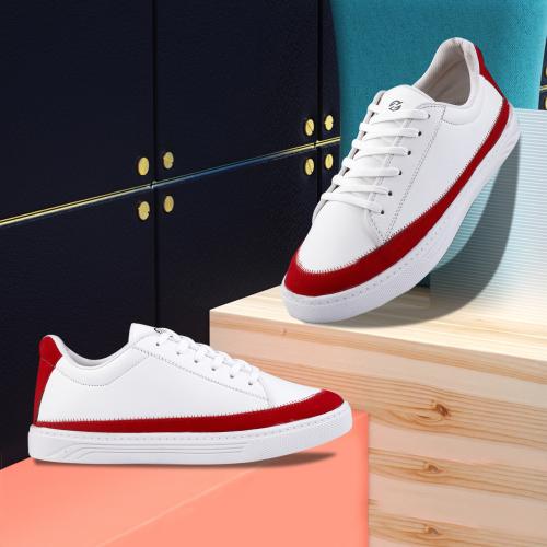 Hakkel Men's Red and White Sneakers