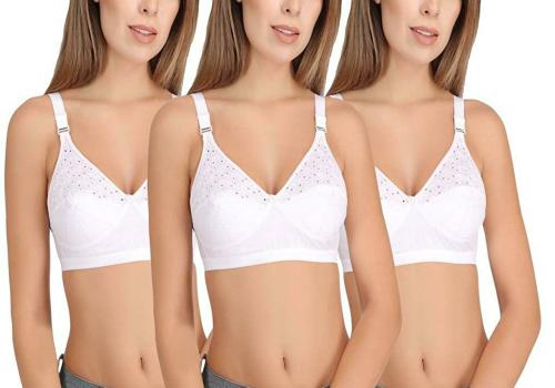 Eve's Beauty Women White 30D Pack of 3 Cotton Bra (30D)