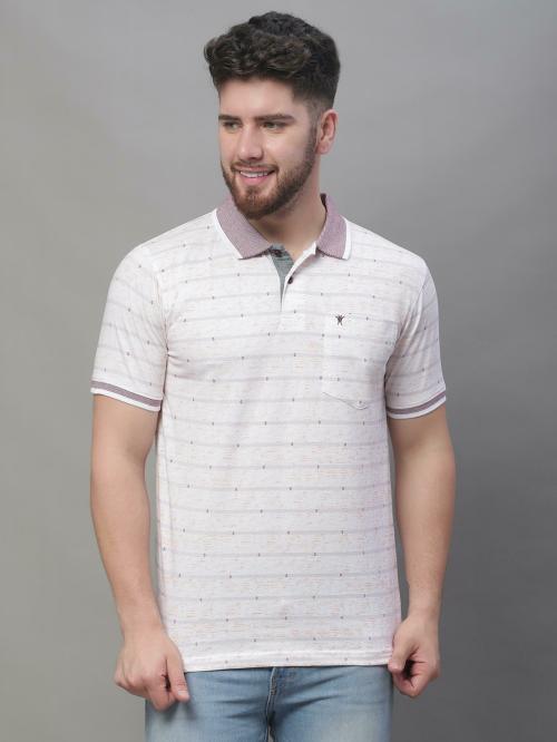 Venitian Men All Over Printed Double Mercerised Cotton Polo Neck Wine T-Shirt With Pocket