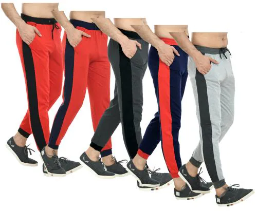 IndiWeaves Mens Cotton Solid Regular Fit Lower/Track Pants (Pack of 5) Multicolor