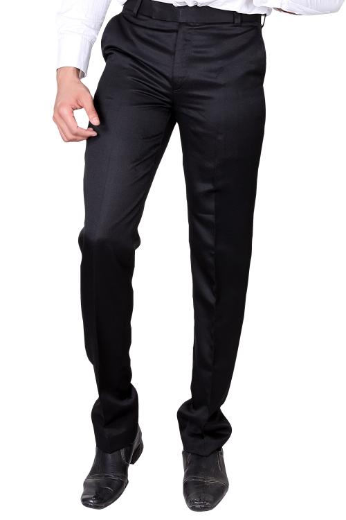 VILLAIN Men's Formal Trousers - Slim Fit Formal Pants - Black