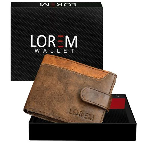LOREM Brown-Tan Dual Color Bi-Fold Faux Leather 3 ATM Card Slots Wallet For Men WL44