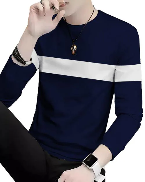 FastColors Round Neck Full Sleeve Men DarkBluen T-Shirt