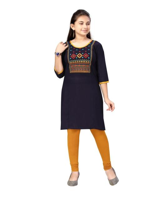 Muhuratam Girls Navy Blue Colour Kurti