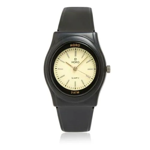 HORO (Imported) Unisex Plastic Analog Round Wrist Watch, Black, 37X31mm