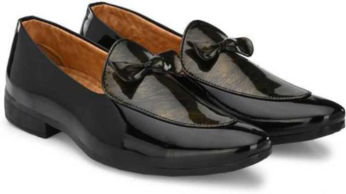 DLS Men Black Synthetic Leather Shoes