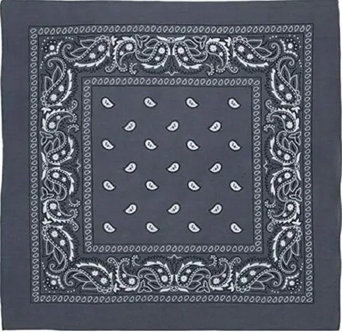 Navkar Crafts Unisex Cotton Paisley Bandana/Head Wrap/Wristband/Face Cover/Handkerchief for Men and Women, Multi (50 * 50cm, Grey)