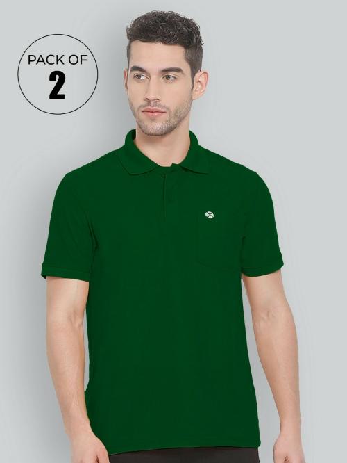 Lux Nitro Combo Pack Pocket Polo T-shirt For Men(Bottle Green & Peacock Blue)