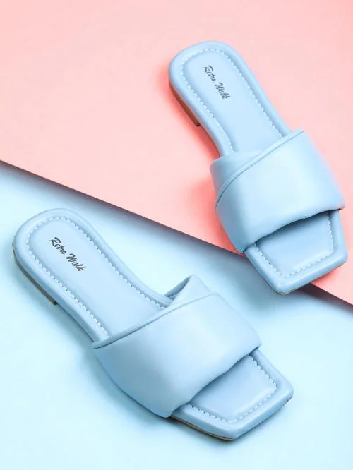 RetroWalk Blue stylist Flat Sandals for Women