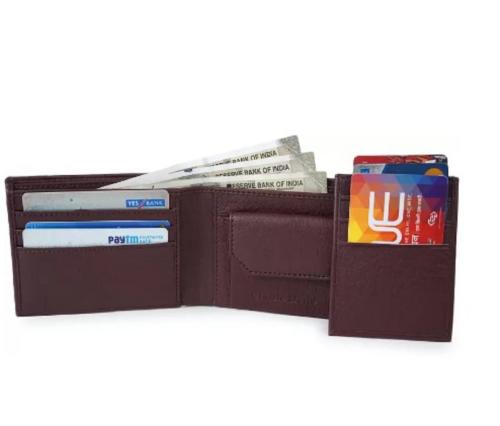 Classic World Men Trendy Brown Artificial Leather Wallet (5 Card Slots)