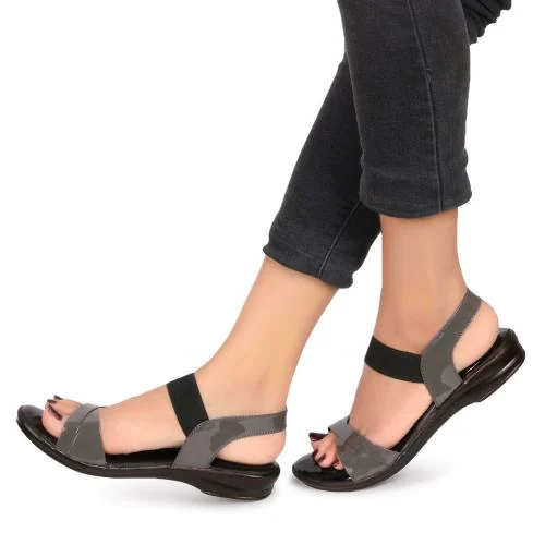 Big Bird Footwear Flat Casual Sandals for Women & Girls (Grey)