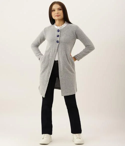 Broowl Womens Stripe Thin Cardigan (XL,Blue)