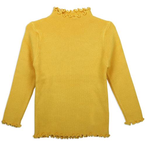 Babymoo Yellow Basic Ribbed Full Sleeves Knitted Kids Sweater
