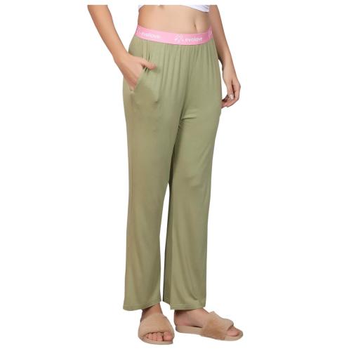 Evolove Women Mint Micro Modal Pyjama Relaxed Lounge Pants With Pockets (2Xl)