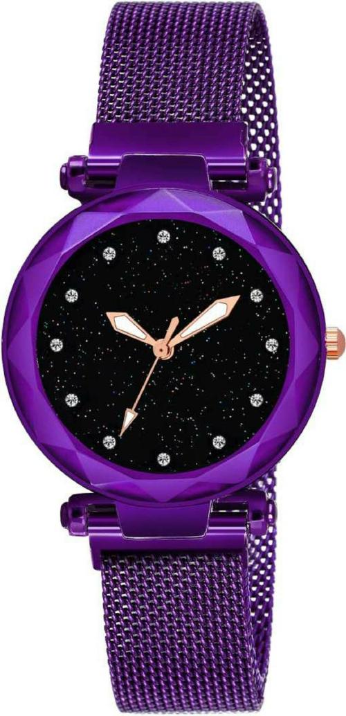 Bolun Analog Black Dial Purple Strap Watch For Women