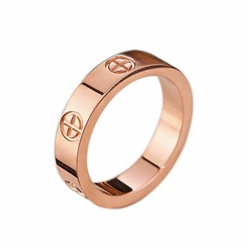 Zivom Screw Plus Rose Gold Stainless Steel Band Ring For Women