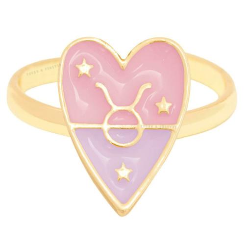 Young & Forever What's Your Sign Zodiac Twelve Constellation Titanium Steel Heart Ring For Women Girls (Taurus)