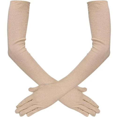 Cotson Cotton Driving Gloves Full Hand Arm Sleeves Gloves For Women And Men For Driving, Hiking And Sports, UV Protection, Dust, Pollution And Sunburn Sunlight Protection -Beige (1 Pair)
