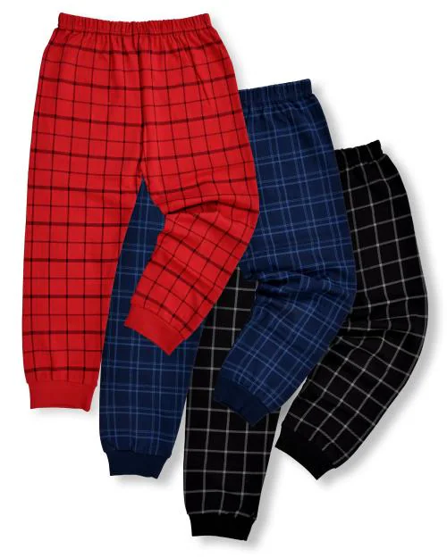 ANGAAKAR CLOTHIGS Kids Cotton Track Pants for Boys and Girls Winter Wear Inside Fleece Pajamas Pack of 3