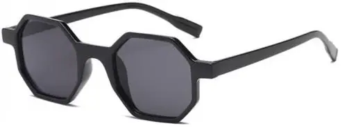 CREATURE Hexagonal Sunglasses for Men Women Vintage Retro Plastic Octagon Geometric Frame (SUN-090-BLK-BLK) (BLACK)