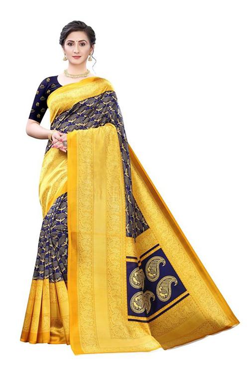 Aadvika Women Multicolor Printed Art Silk Single Saree With Blouse Pice | saree| saree for women| sarees| Sarees latest | sari