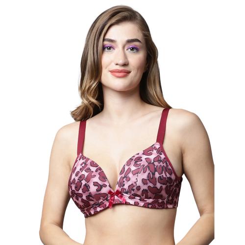 PrettyCat 32C Animal Polyester Blend Plunge Bra For Women(PC-BR-7002)