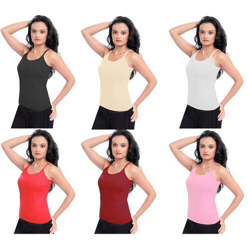 Mythili Womens Cotton Slips (Pack of 6)|Cotton Camisoles for Women Pack of 6