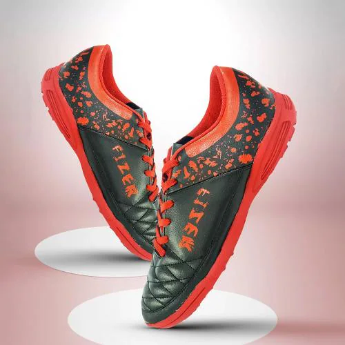 Vector X Fizer Football Shoes for Men (Black, Red)