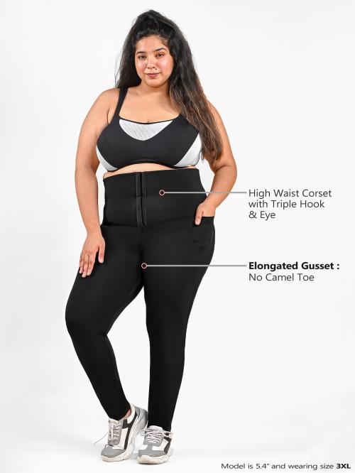 Bellofox High Waist Corset Leggings Ankle Length Tummy Control Stretchable Yoga Pants SIZE XL