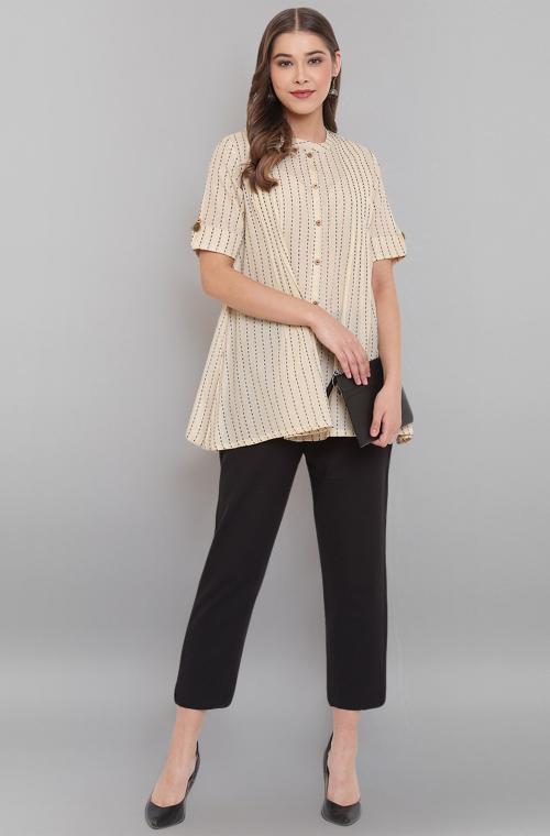 Buy Janasya Women's Cream Cotton Top Online at Best Prices in India