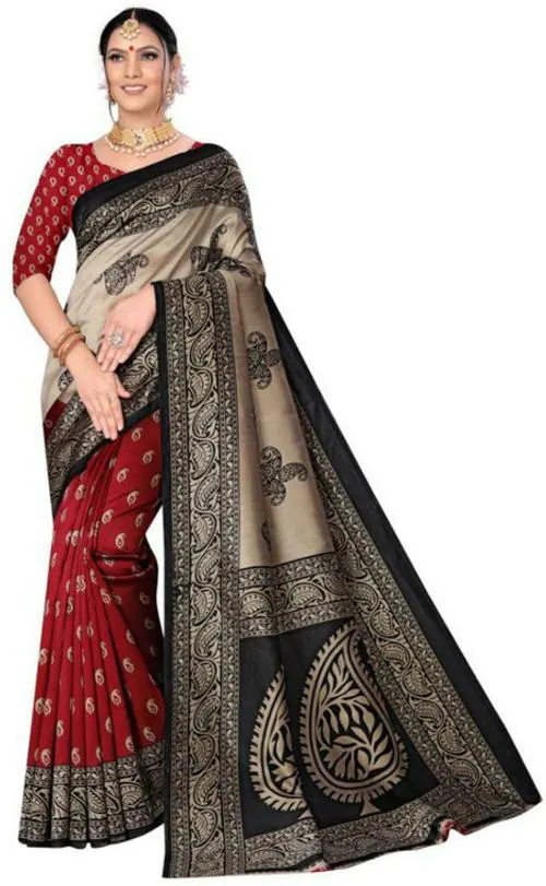 Pikasso Creation Women Red Woven Design Chanderi Saree