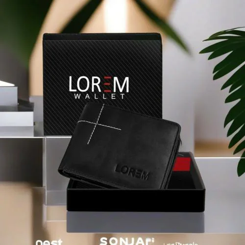 LOREM Black Edition Bi-Fold Faux Leather ATM Card Slots Wallet For Men WL40