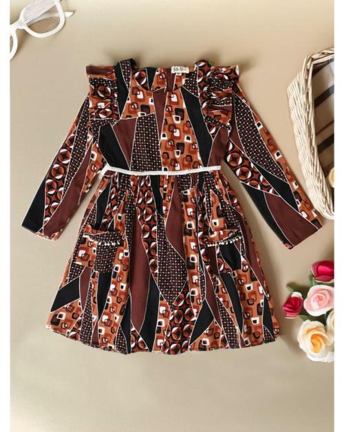 BELLA MODA Girls Casual Floral Printed Dress