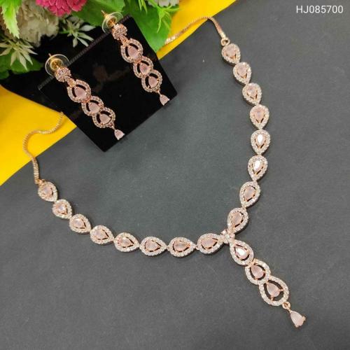 Buy Husan Fashion Gold Plated Alloy Earring and Necklace Set (Rose Gold