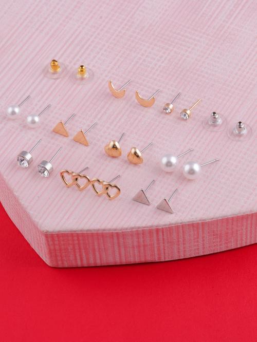 LYRISS 9 Pairs Earrings Combo Set Latest Stylish Crystal Pearl Earrings for Women and Girls