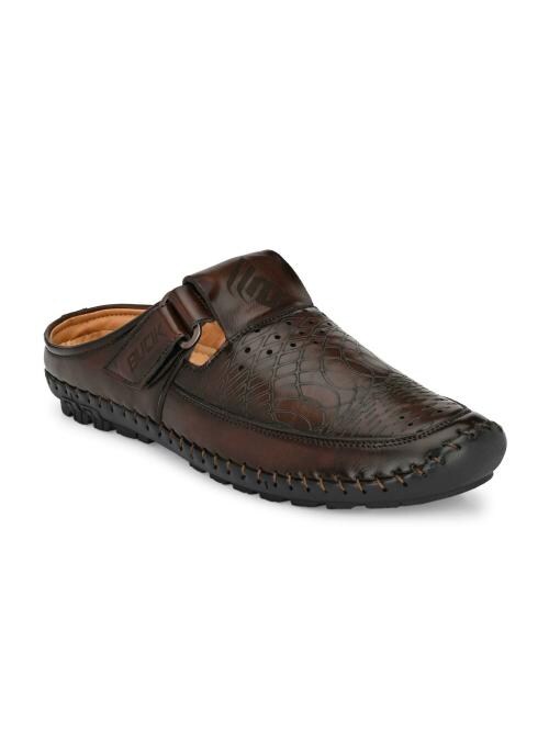 Bucik Men's Brown Synthetic Leather Slip-On Casual Sandal