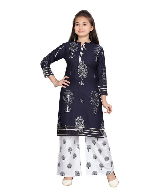 Aarika Girls Blue Colour Cotton Printed Kurti