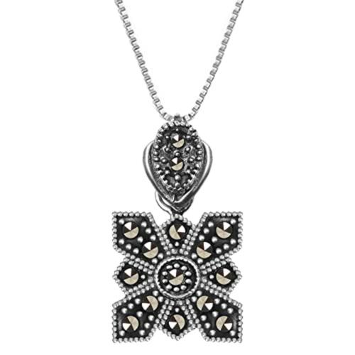 Giva Oxidised Silver Symmetry Pendant With Box Chain For Women