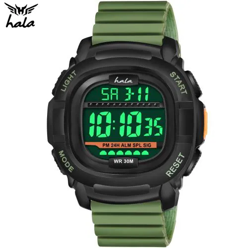 hala Latest Sports Trending Fashionable Digital Watch - For Men HL-1050-Green Lightweight Sports